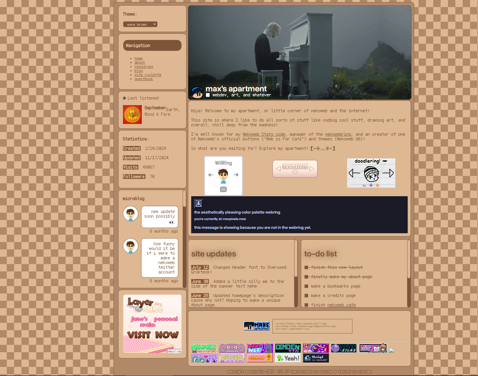 November screenshot of previous layout
